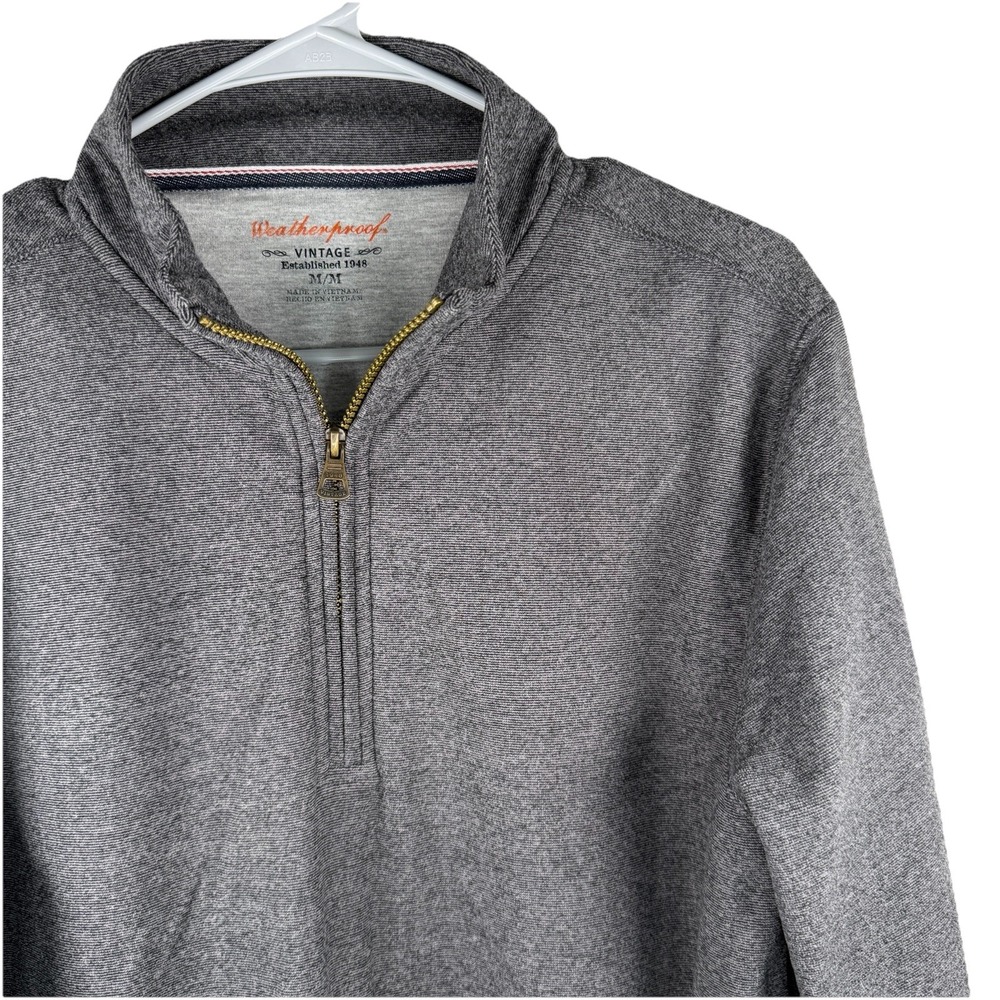 Weatherproof Vintage Gray 1/4 Zip Pullover Men's M Stretch Mock Neck Long Sleeve